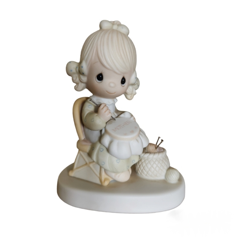 Mother Sew Dear Precious Moments 3106 Girl Figurine Yarn Knitting Embroidery